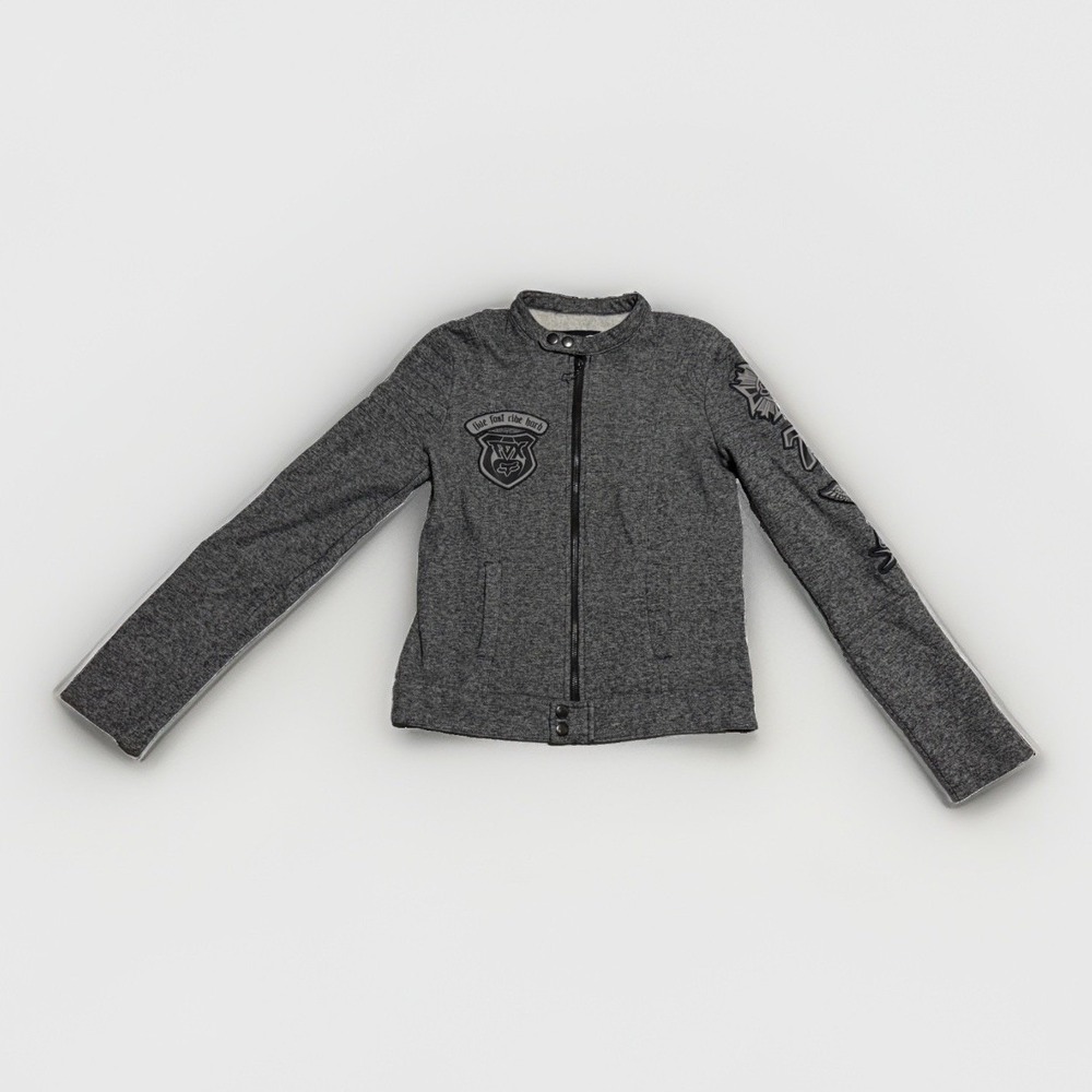 Fox‎ Racing Moto Jacket Women's Medium Gray Snap Zip Ride Fast